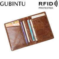 gubintu mens and womens leather verticle card case anti magnetic rfid anti theft card holder card holder id package