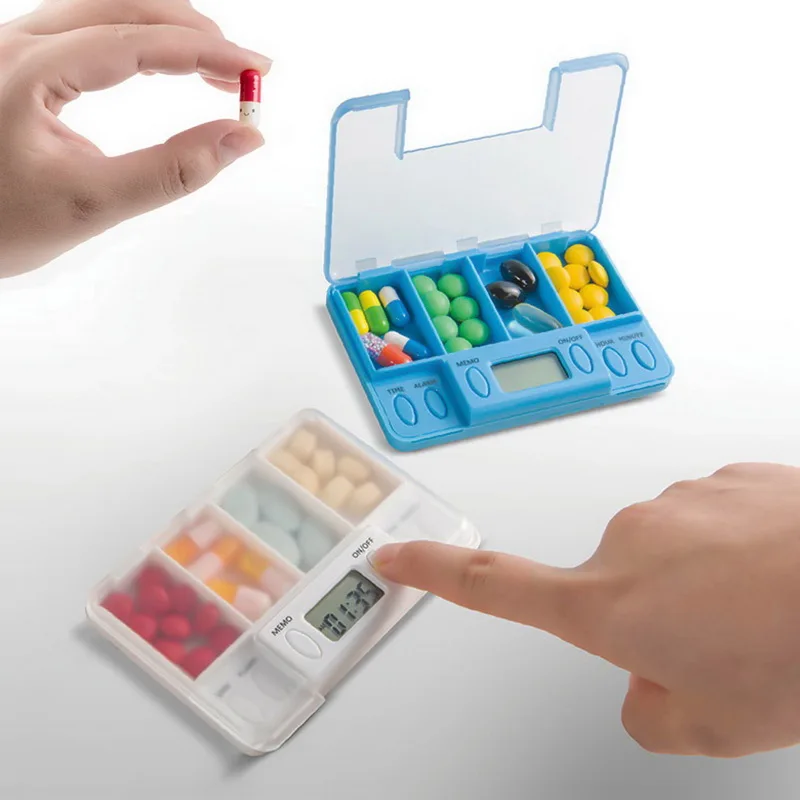 Умная пластиковая коробка для хранения с 4 ячейками электронный таймер