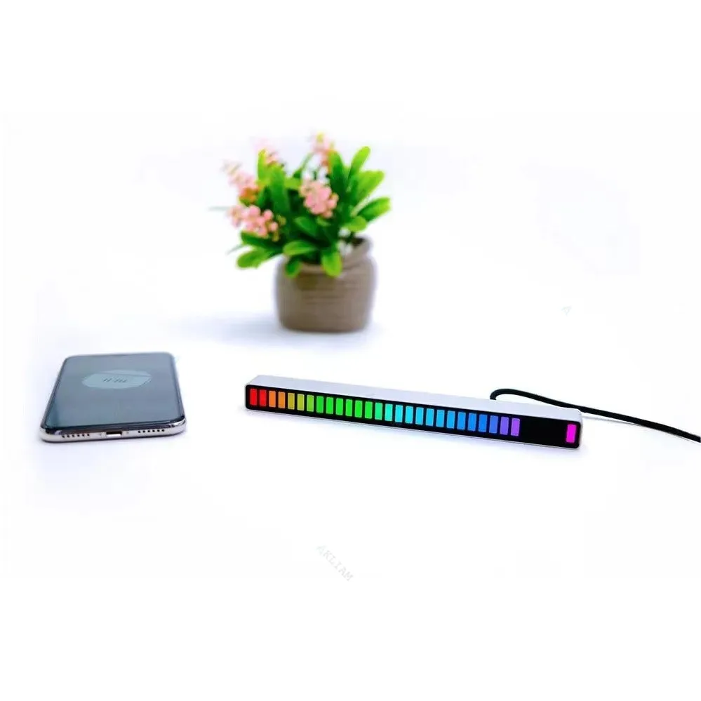 

AkLIAM Voice-activated Pickup Rhythm Light RGB Desktop Car Atmosphere Creative Spectrum Light Bar Decoration Lantern Gift