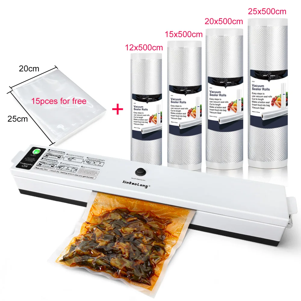 

Home Food Vacuum Sealer Packaging Machine 220V 110V Sealer Vacuum Saver Storage Bags Rolls Electric Sealing Vacuum Sealer Packer