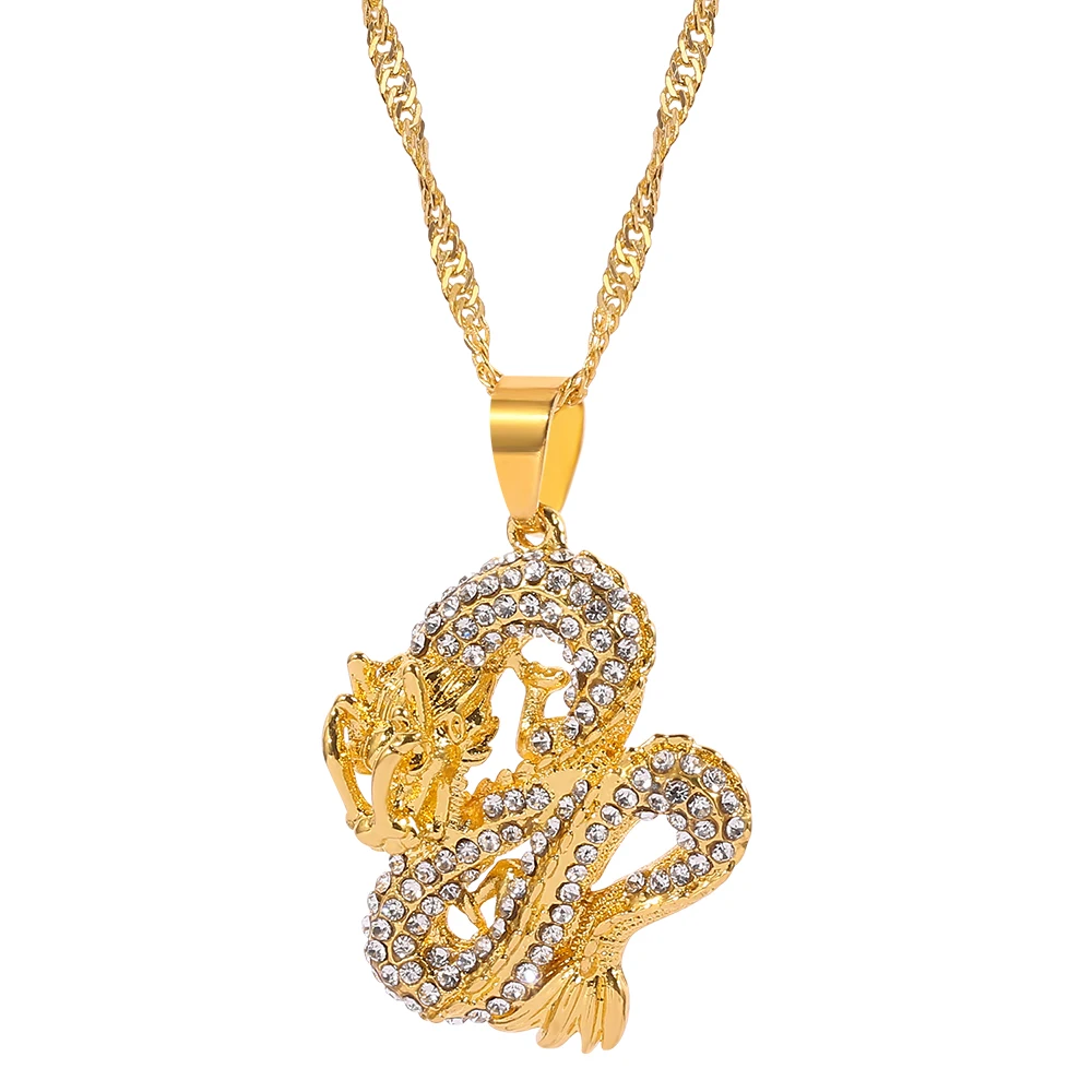 Новые модные ожерелья с кулоном дракона для женщин золотого цвета колье ожерелье