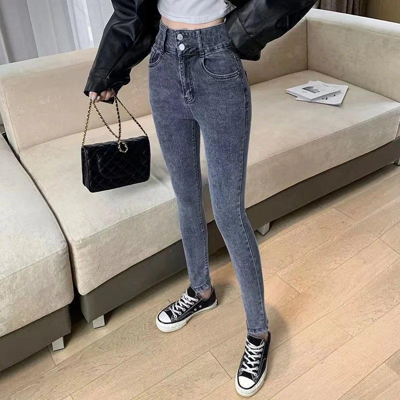 Женские джинсы с высокой талией женские леггинсы брюки-карандаш зауженные