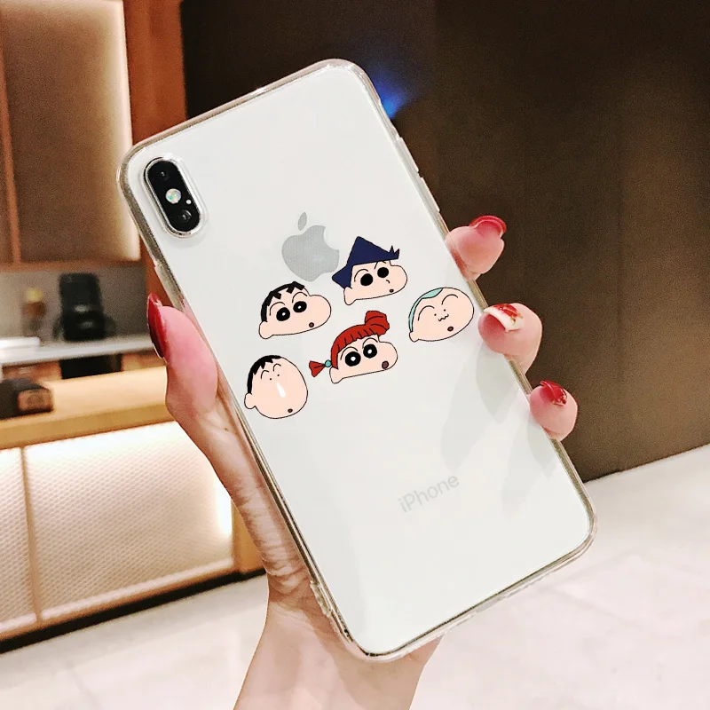 Японский мультяшный мягкий чехол из ТПУ Crayon Shin-chan милый для телефона iPhone X XS MAX 6 6s 7