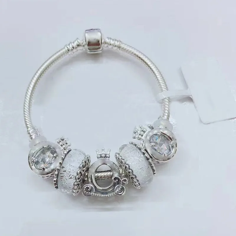

Original 925 Sterling Silver Exquisite crown and pumpkin car beads Pan Bracelet For Women Gift Fashion Jewelry