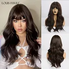 Длинные волнистые парики LOUIS FERRE с челкой, темно-коричневый парик для чернокожих женщин, косплейежедневные искусственные волосы, синтетический высокотемпературный парик
