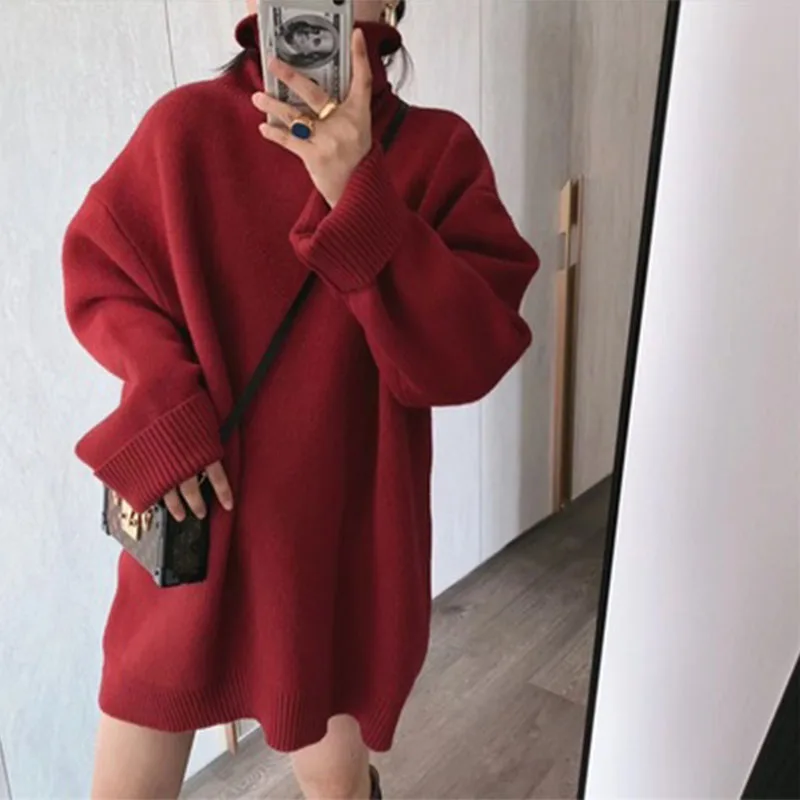 

turtleneck New Winter Sweater Women Pullover Girls Tops Knitting Vintage Autumn Female Knitted Outerwear Warm Sweaters Oversize