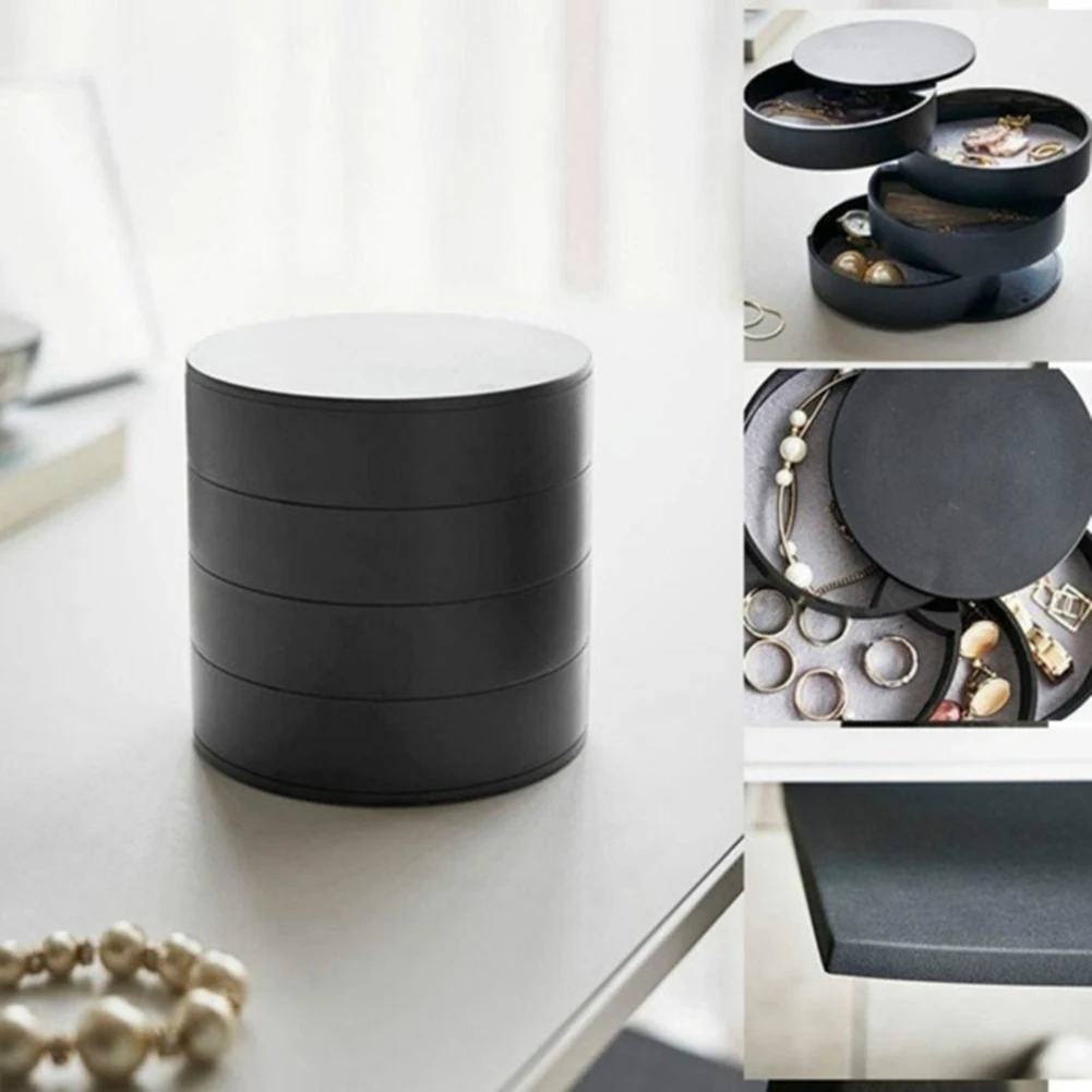 4 слоя вращающийся пластиковый ящик для хранения косметики коробка серьги кольца