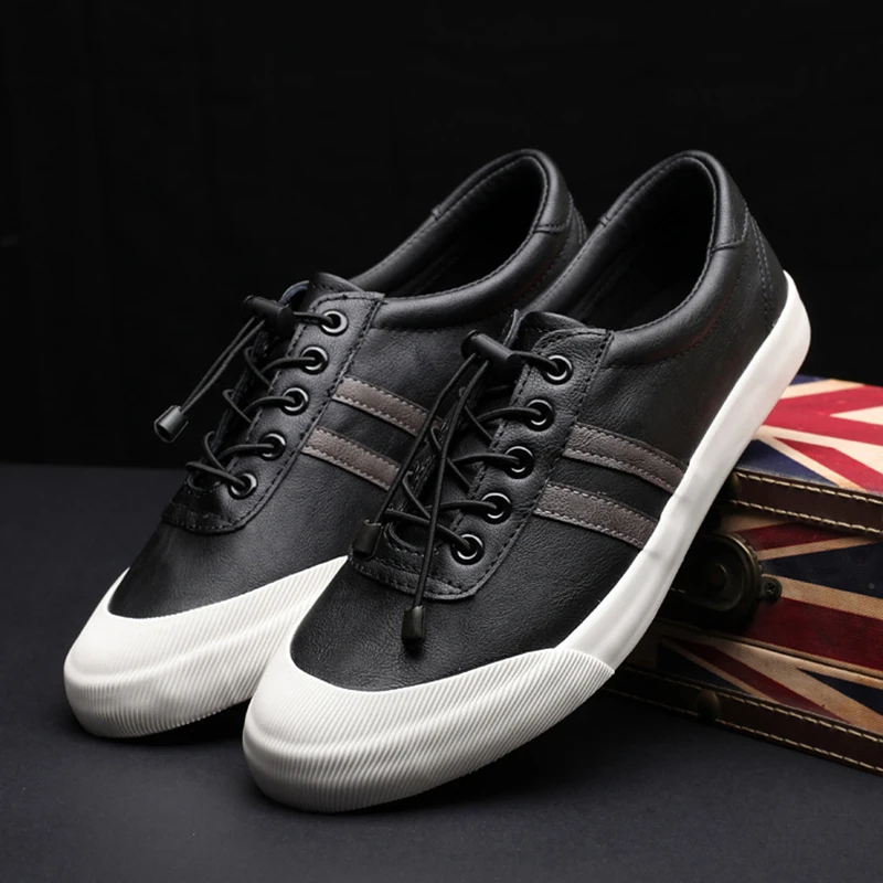 

Grey Black Shoes Men Leather Casual Shoes Sneaker Men Vulcanize Shoes New Comfort Fashion Sport Shoes Men Leather Sneakers
