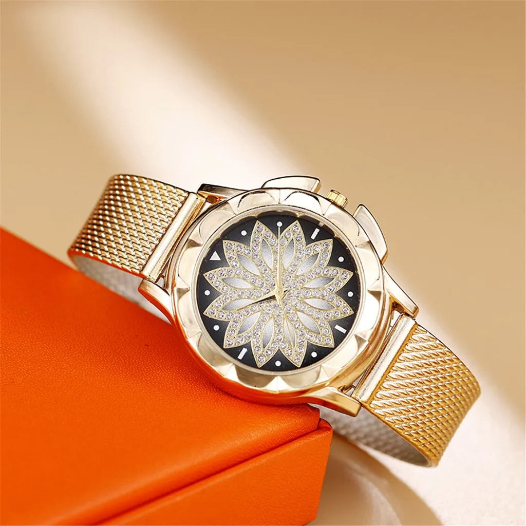 

Rose Gold Fashion Simple Women's Quartz Wristwatches High Quality Female Watch Stainless Steel Dial Mesh Belt Watch