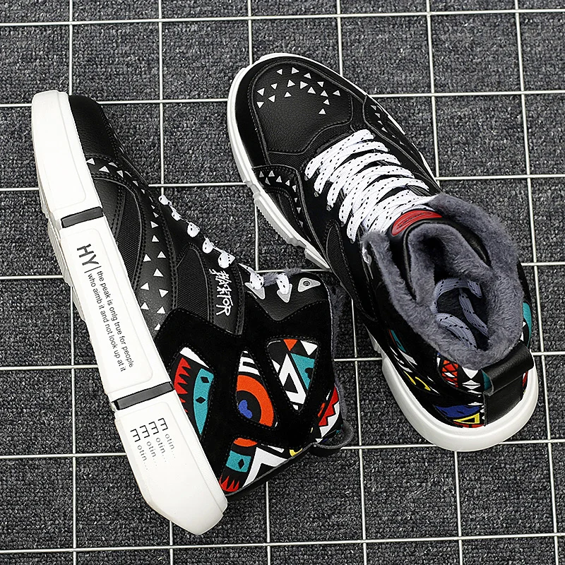 Женские высокие кроссовки теплая зимняя обувь с плюшевой подкладкой на