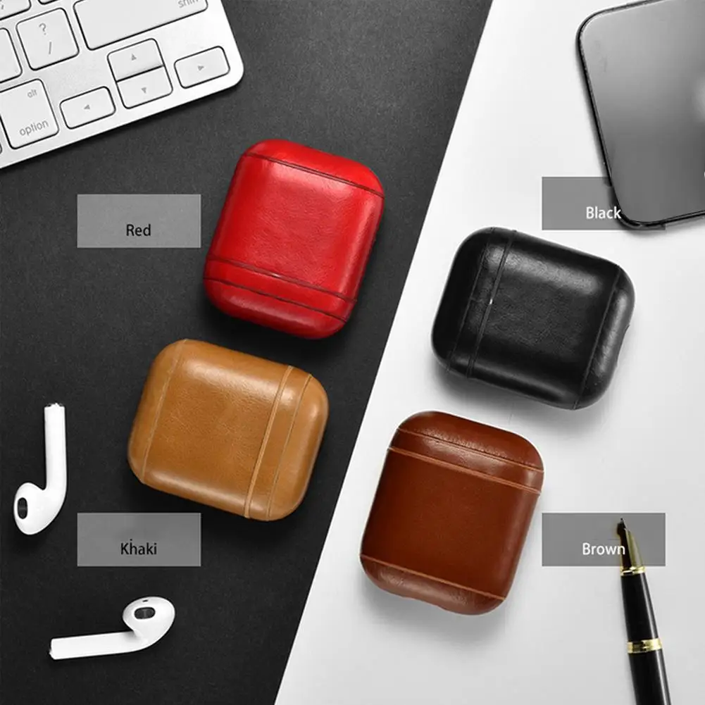 2019 натуральная кожа чехол для гарнитуры защитный AirPods зарядки новый