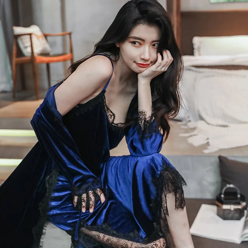 Бархатный бархатный костюм из 2 предметов для осени и зимы сексуальное домашнее