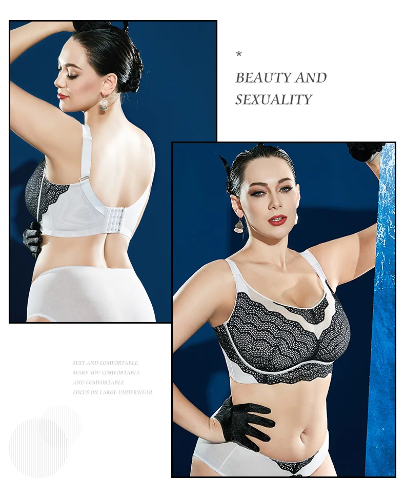 Для женщин полный охват мягкий Minimizer Бюстгальтер кружевной вышивкой