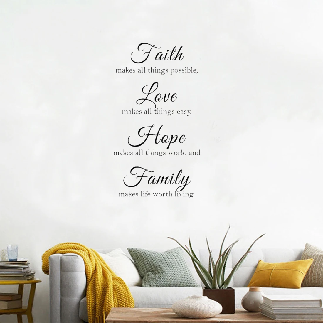 

Living room mural sticker faith, love, and hope, life inspirational quotes decal home living room bedroom fashion decorationKT07