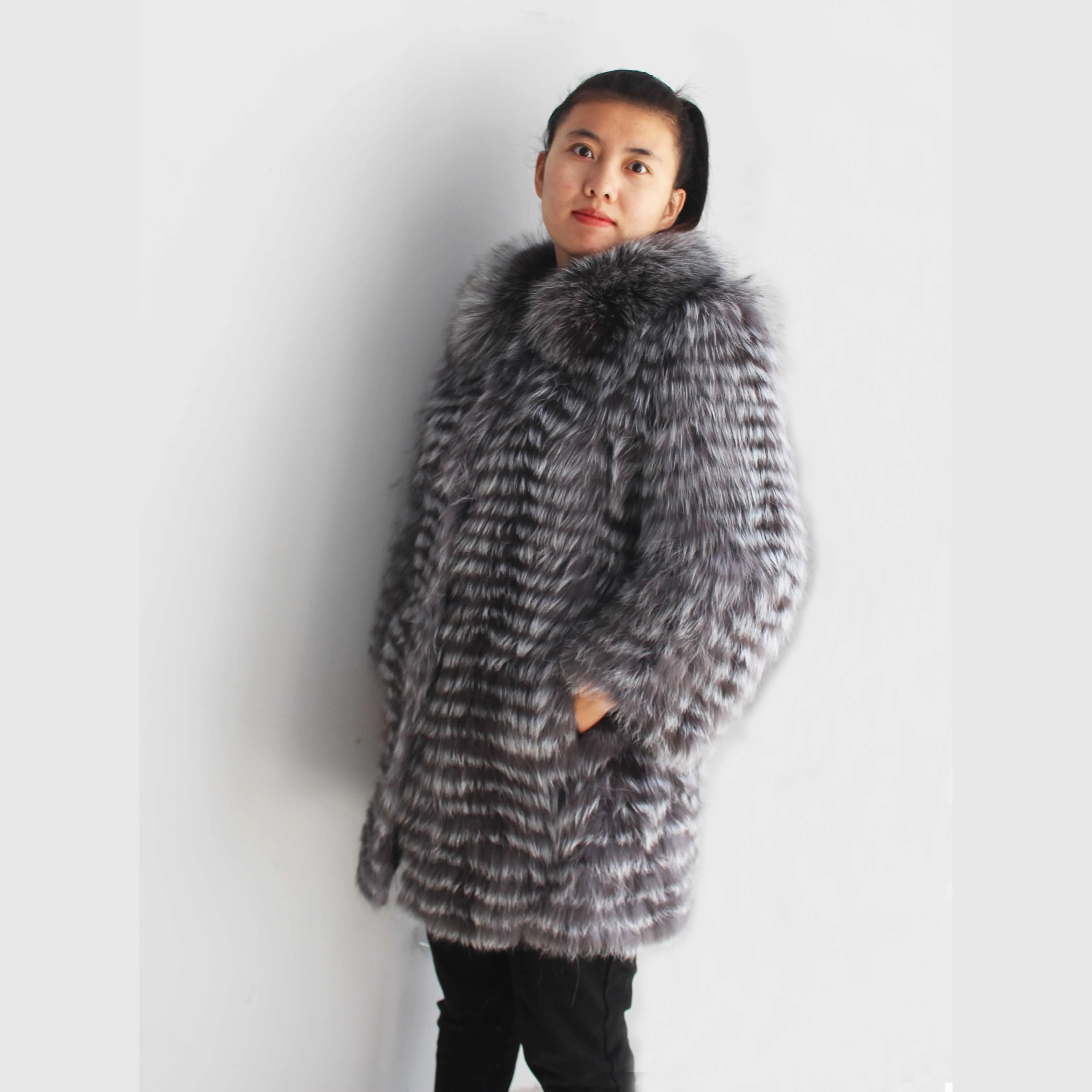 Пальто Linhaoshengyue из натурального Меха чернобурки длиной 80 см с воротником|coat wool|coat