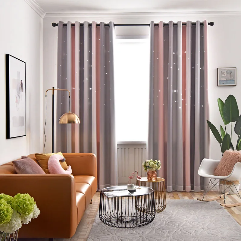 Двухслойная красочная пустая звезда для детской комнаты затемненная драпировка