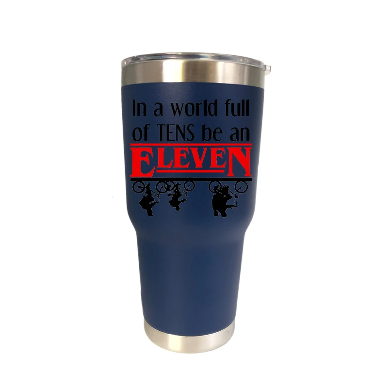 30 oz dark blue Странные Вещи 30 унций стакан дорожная Автомобильная кружка с двойными стенками Изолированная вакуумная фляжка термос из нержавеющей стали термос для воды, кофе кружка - Цвет: 30 oz dark blue