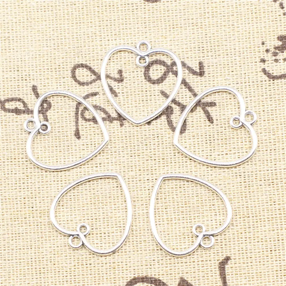 

Pendants For Jewelry 22x23mm Hollow Love Connector Antique Silver Color 20pcs