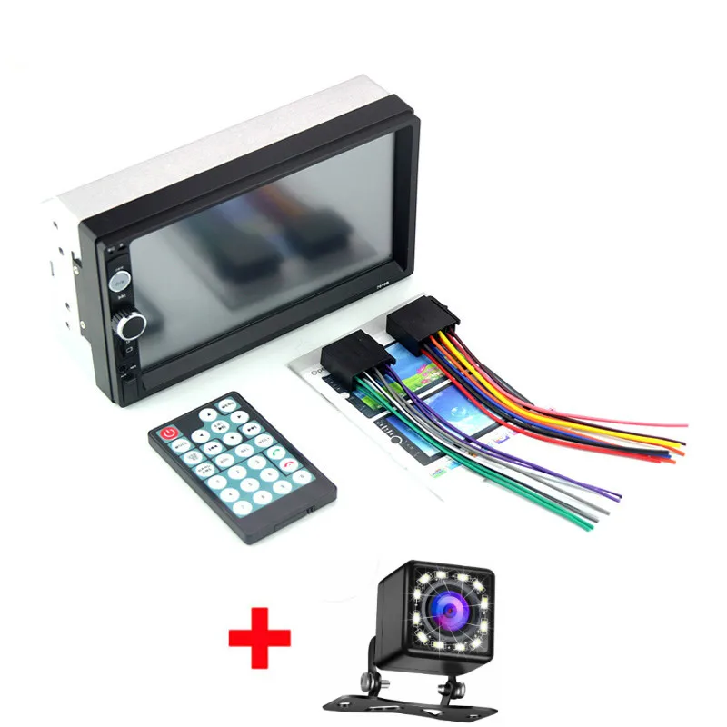 with 12led cam 2 Din автомагнитола Bluetooth аудио мультимедийный плеер " цифровой дисплей MP5 USB SD FM 2din Стерео Авторадио резервный монитор - Цвет: with 12led cam