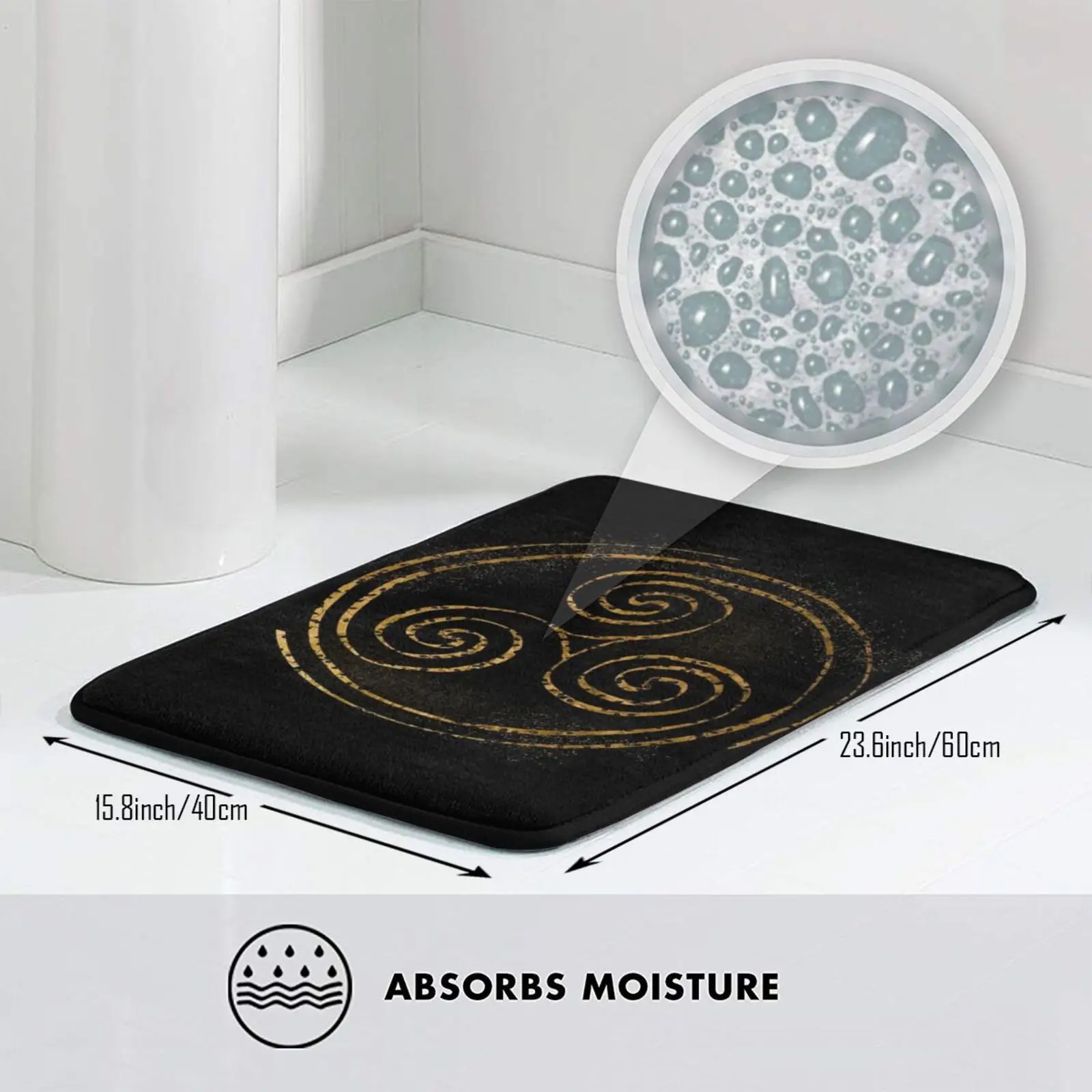 Коврик с символом Triskelion в черном и золотом цвете коврик мягкая подушка Triskeles