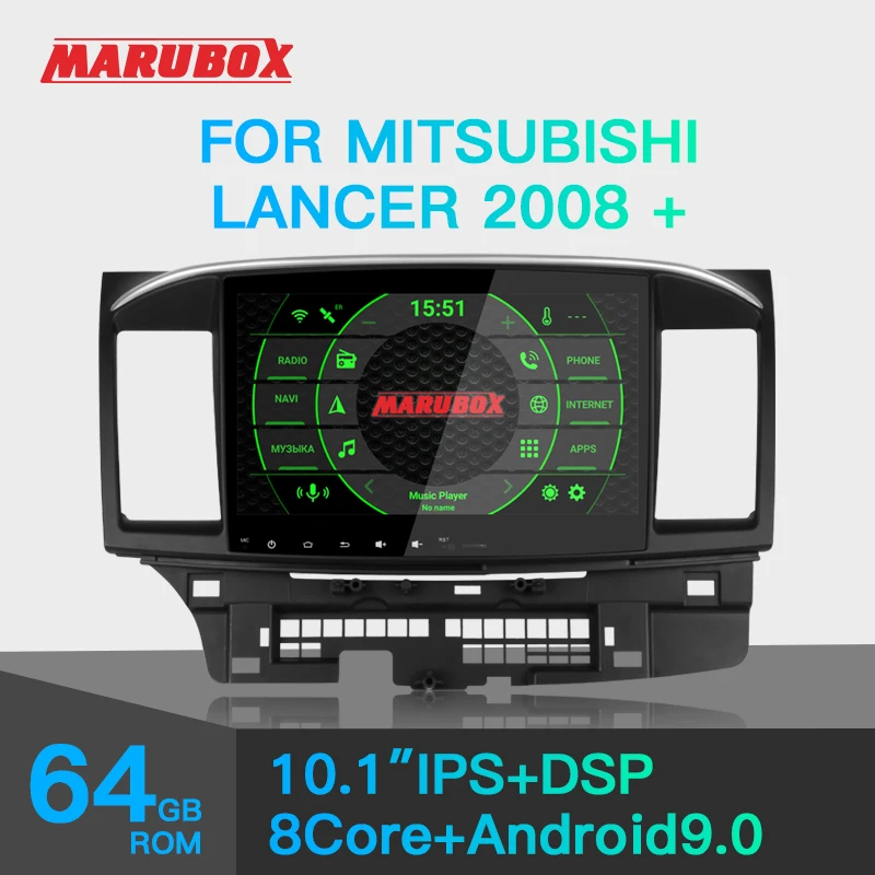 MARUBOX для MITSUBISHI Lancer 2014 2015 Автомобильный мультимедийный плеер Android 9 GPS