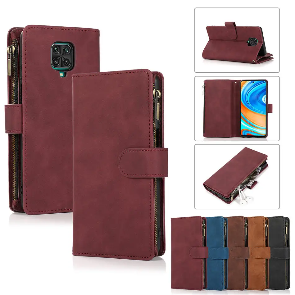 

Redmi 9T Note 10 Pro Max Multi-Function Zipper Wallet Flip Case for Xiaomi Redmi Note 10S Case Mi 10T Lite Poco M3 Pro 5G Cover