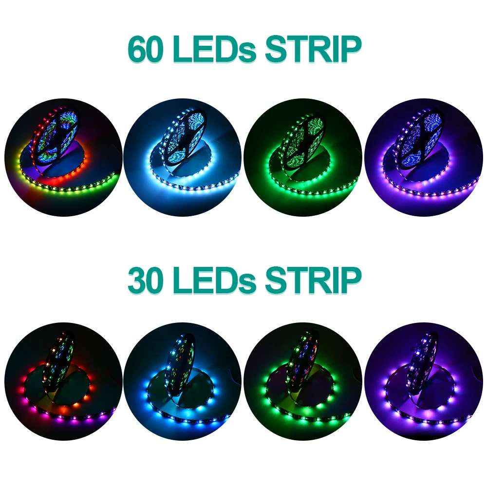 

1m-10M RGB LED Strip Waterproof Dream Color WS2811 5050SMD LED Strip Set Flexible Lighting Tape Music Controller +12V Power Plug