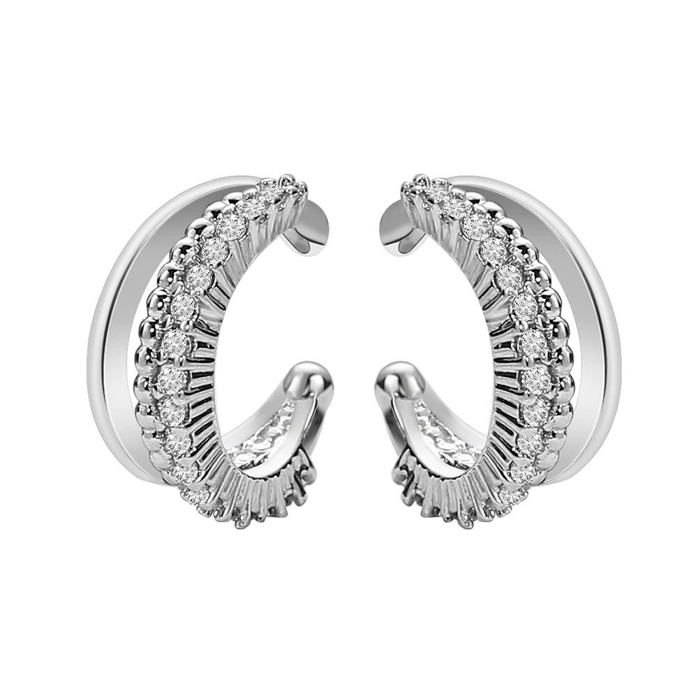 1 пара микро проложить 3A + Цвет Циркон слуховая косточка клипсы изысканные серьги