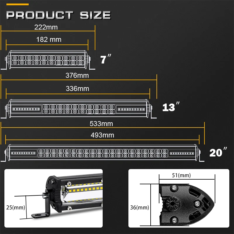 Ультра тонкая Светодиодная панель 7 'ཉ'' 20 inch двойной ряд комбо балка led