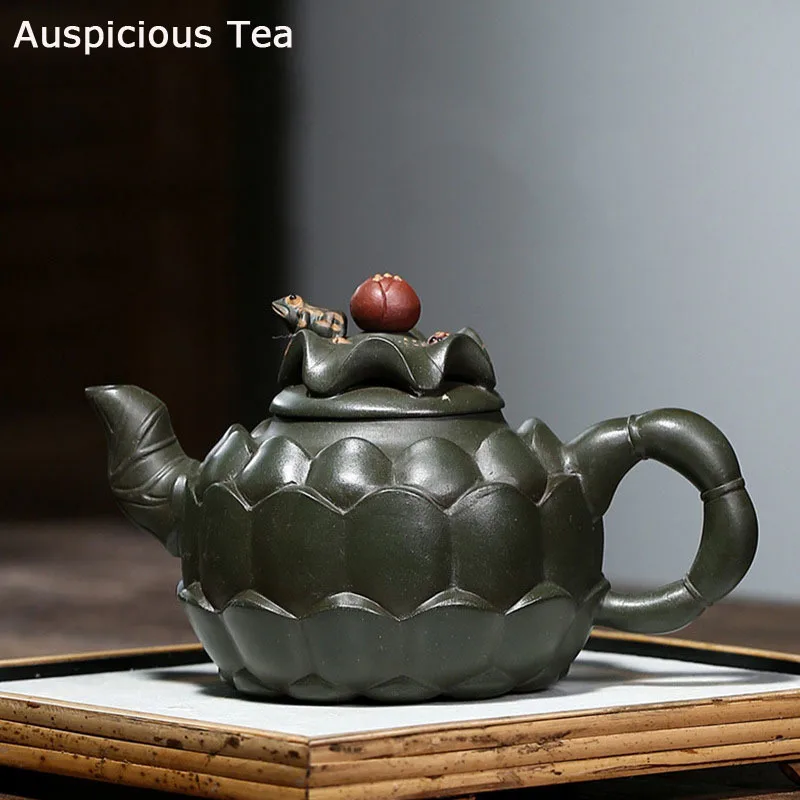 

410 мл Yixing знаменитый фиолетовый Песочный набор, имитирующий старый горшок, украшения, сырая руда, фиолетовый песок, Qinghe, лягушка, пение, кунг-...