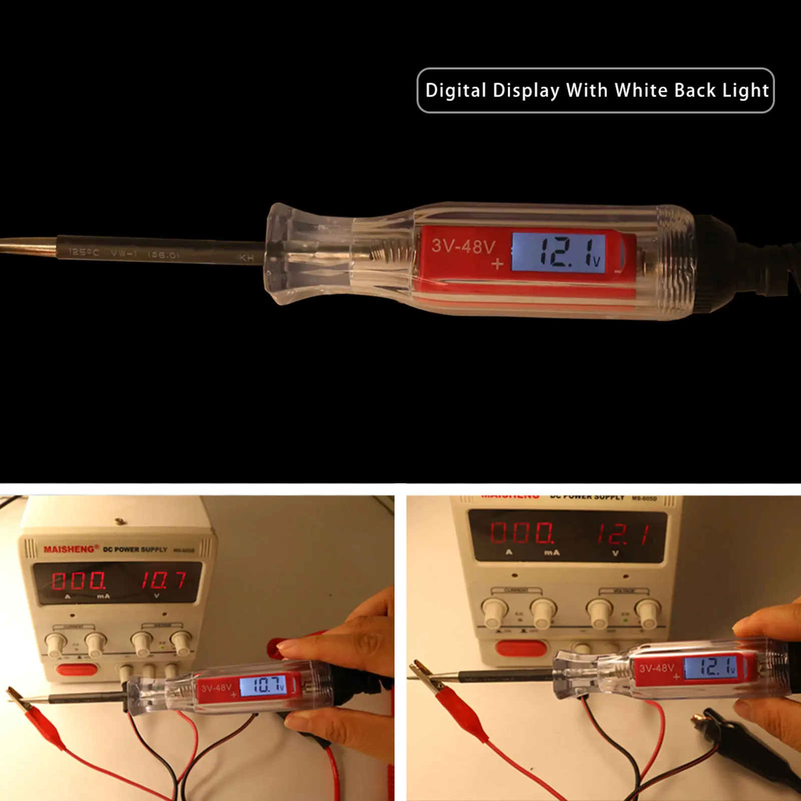 

Universal 3-48V Digital Power Probe Multi Function Voltage Circuit Test Pen Electroscope Automotive Scanner