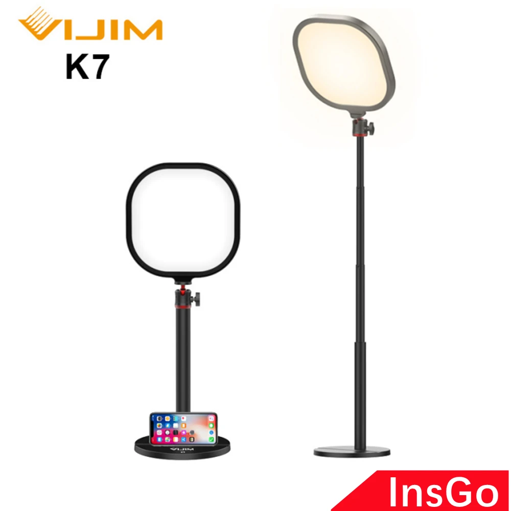 

VIJIM K7 Table LED Panel Light 3200K-5600K Youtube Live Panel Light Photography Studio Camera Lamp With 1/4'' Tripod Stand Base
