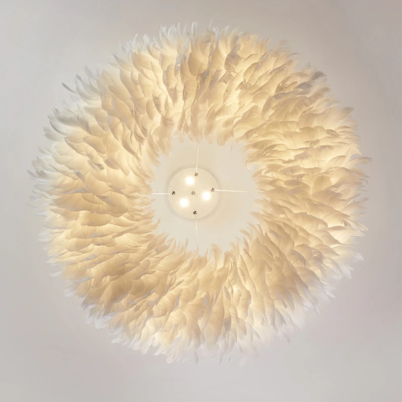 Люстра с перьями простой современный светильник для гостиной в скандинавском