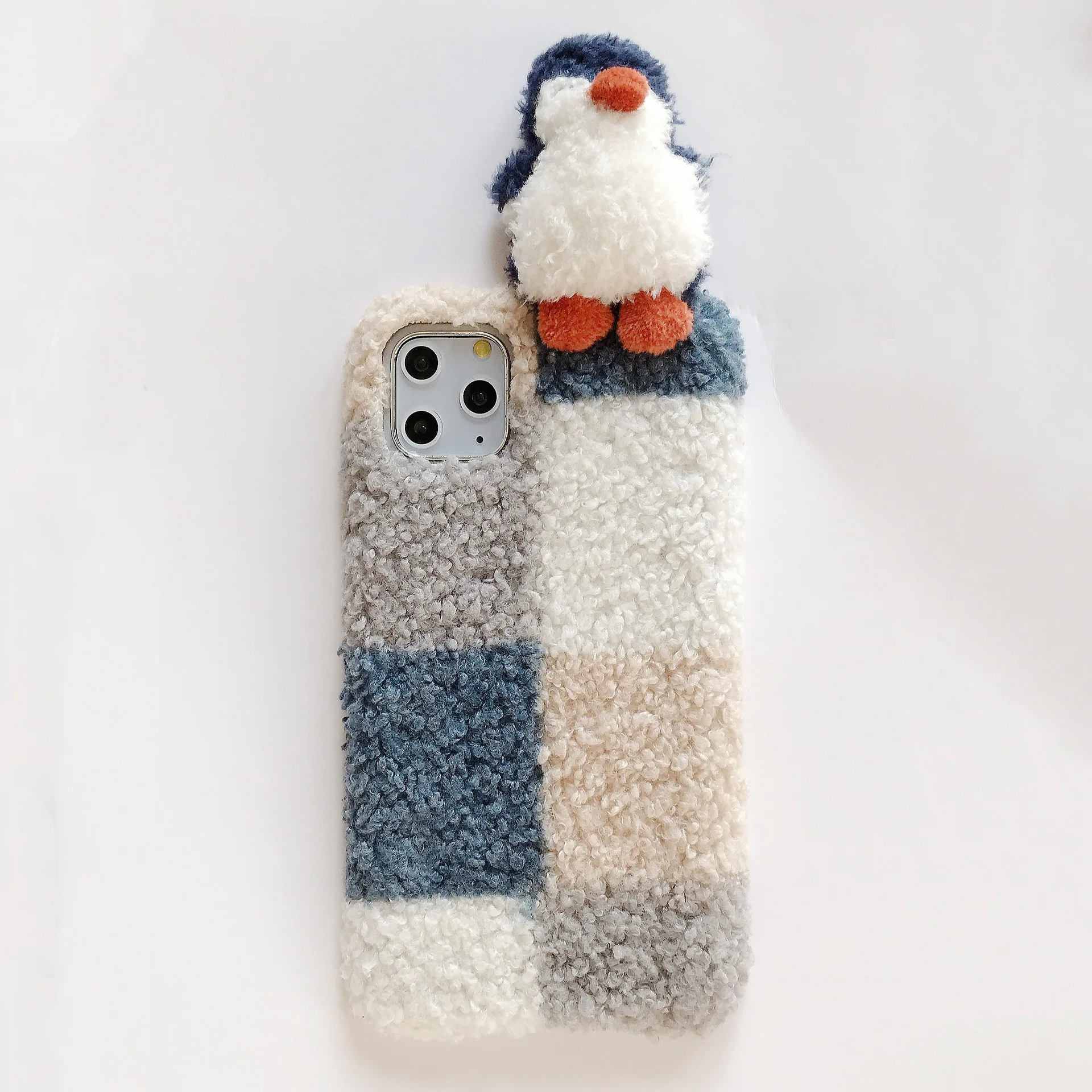 

Cute Cartoon Lattice Phone Case for Iphone 12 Pro Max Mobile Phone Shell X Xs Plush Lying Penguin Cover for Iphone 11 12 Mini