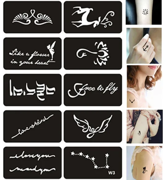 10 шт./компл. трафареты хны многоразовый трафарет для аэрографа с буквами арабские