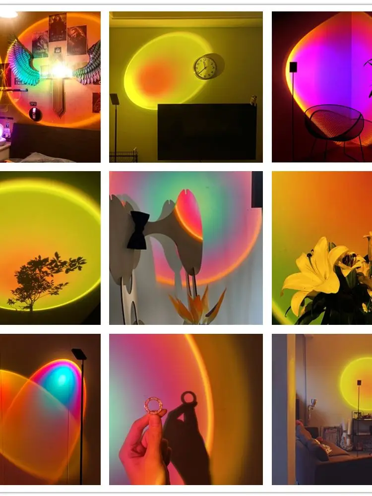 

Night Lamp Sunset Floor Lamp Halo Light Decorative Projection LED Neon Sign LED Light with Base Bedroom Home Party Table