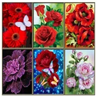 XUEQIXIAOZU5D алмазов картина Полный Круглый сафлоровое платье стразы картина Алмазная вышивка растения с бриллиантами большой выбор цветов-мозаика