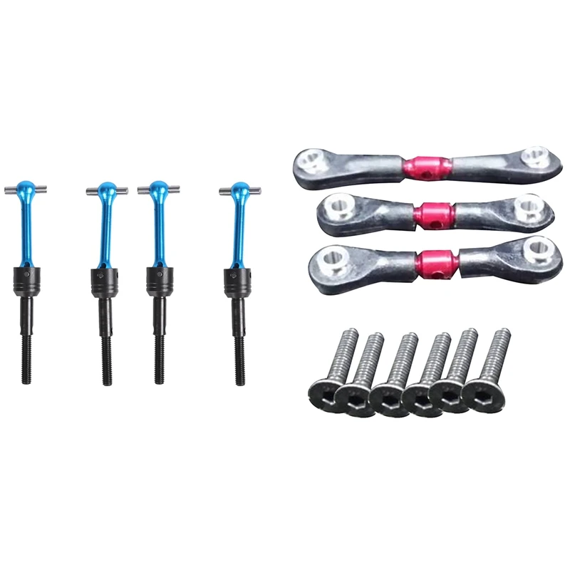 

3Pcs Metal Steering Tie Rod Link Rod for Tamiya TT02 TT02T & 4Pcs Aluminum Alloy Assembly Universal Swing Shaft