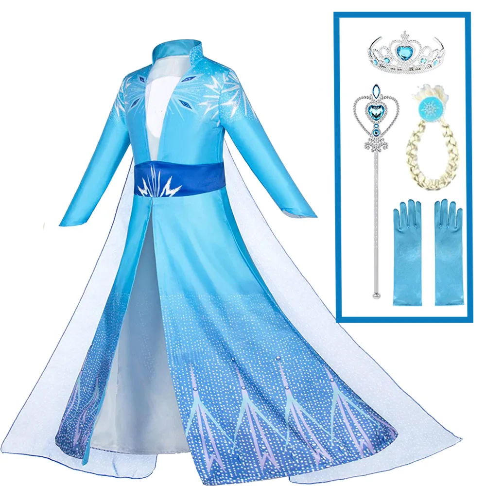 Платье для девочек одежда платье принцессы Снежной королевы нарядное Эльзы