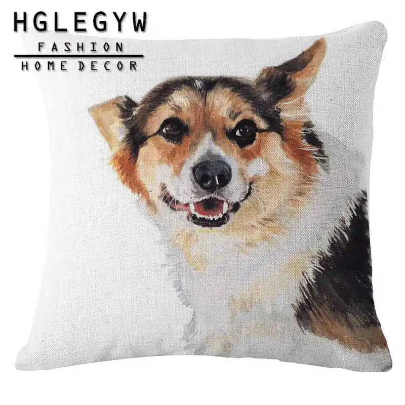 Милый чехол для подушки в виде овчарки наволочка из хлопка и льна 45*45 см наволочки