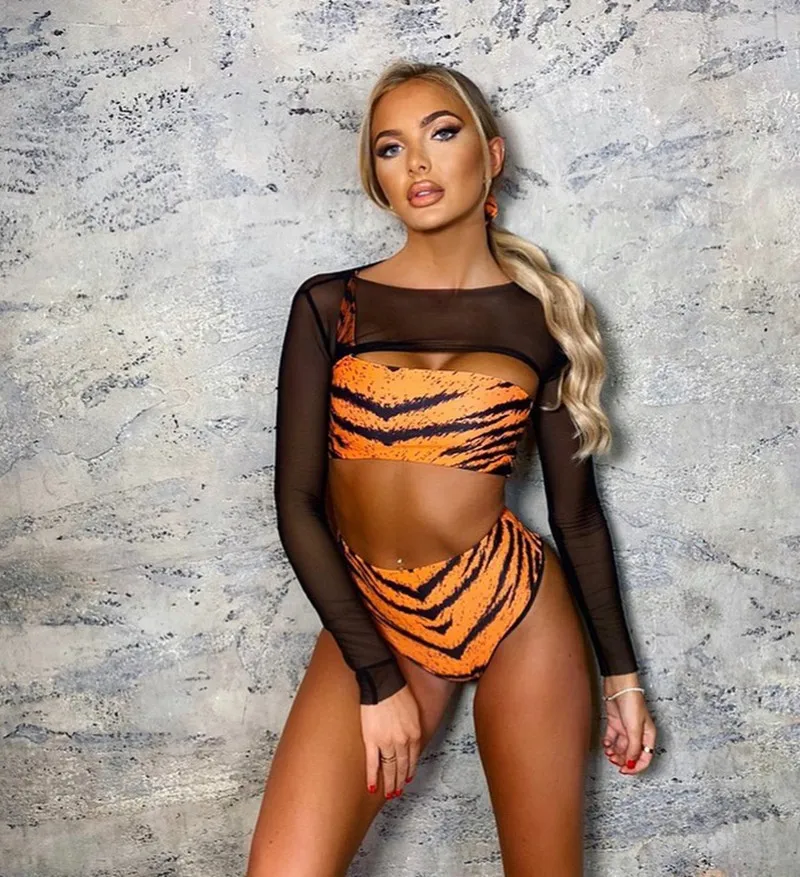 

2021 new bikini swimsuit female leopard swimsuit Three Piece Bikini