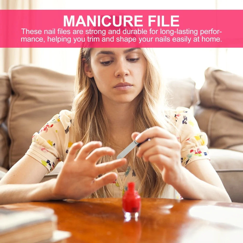 

3 Sets Nail Polisher Files with Leather Case Anti-slip Handle Manicure Files