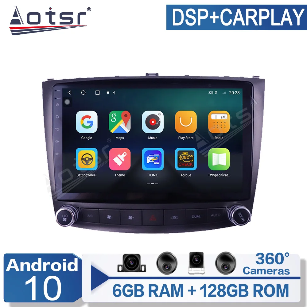 

6 + 128G Android 10 для Lexus IS250 300 2006-2012 автомагнитола GPS навигация Авторадио мультимедийный плеер
