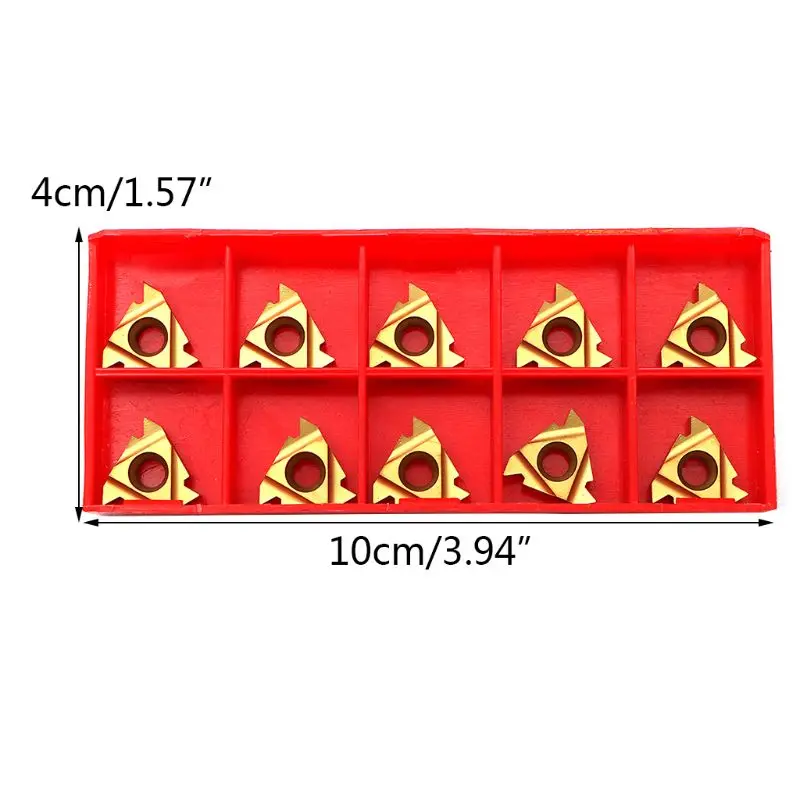

10Pcs 16IR AG60 Carbide Inserts Blade Triangle External Thread Tool CNC Blade for External Turning Tool Holder