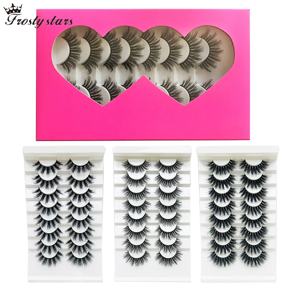 

8 пар натуральных ресниц короткие пушистые накладные ресницы оптом Wispy 3d Искусственные норковые ресницы Объемные Толстые норковые ресницы коробка