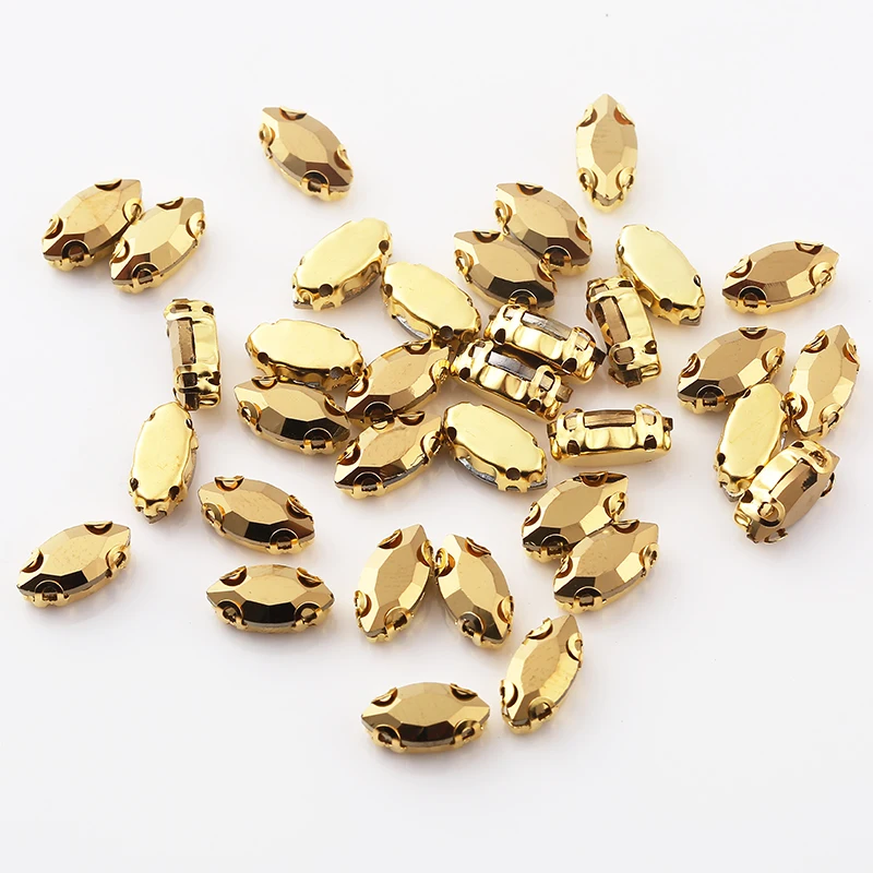 RESEN 20 шт. золотые пришивные стразы конский глаз с золотыми зажимами стеклянные