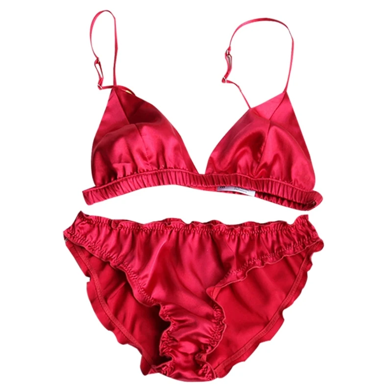 Women Strappy Bra Low Waist Thongs Thin Triangle Bikini Set Two-piece Swimsuit X3UE