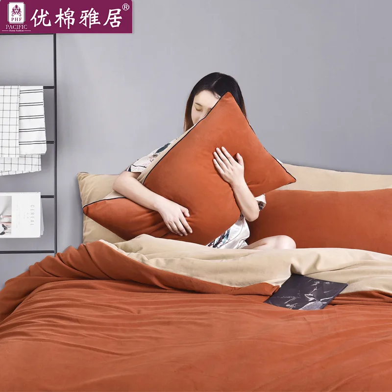 

ELKA Solid Color Cotton Simple Style Comforter Bedding Sets Duvetcover Bed Sheets and Pillowcases Bedroom Comforter Set Oceania