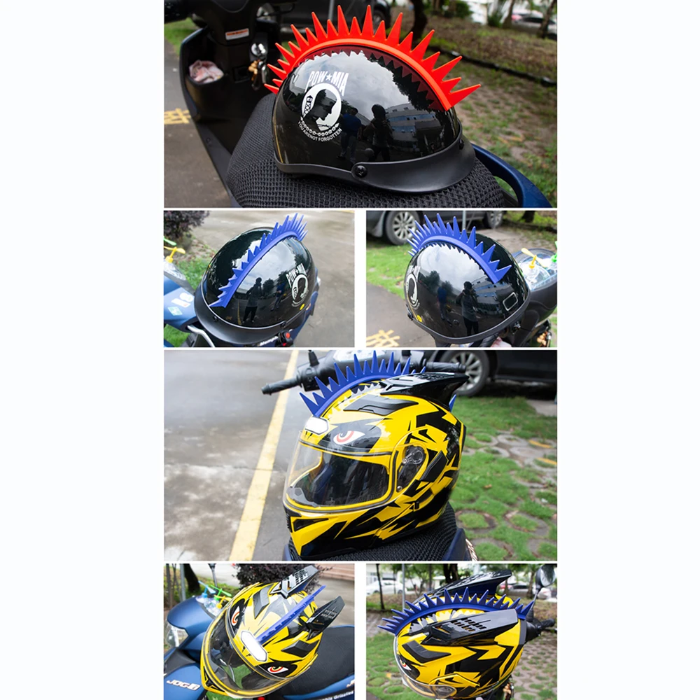 

Racing Motorcycle Helmet Mohawk Spike Strip Cool Punk Sticker Capacete Casco Rubber Decoration Angle Warhawk Stick On Helmets