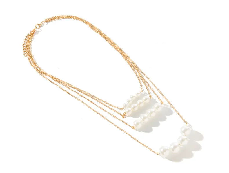 Модное многослойное искусственное двухстороннее жемчужное ожерелье